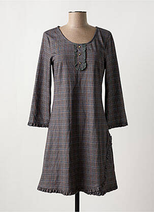 Robe courte manches longues manches longues gris AKINOLAUDE femme