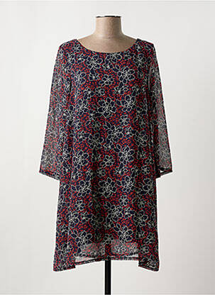 Robe courte imprimé fleurs manches longues bleu PLACE DES VICTOIRES femme