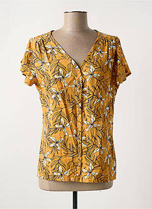 Chemisier imprimé fleurs manches courtes jaune TRANQUILLO femme