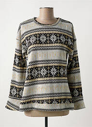Pull coupe cintrée manches longues gris AKINO LAUDE femme