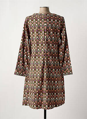Robe mi-longue imprimé fleurs manches longues vert CIRCUS femme