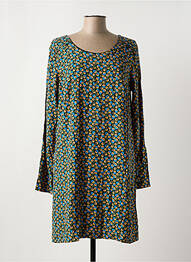 Robe mi-longue imprimé fleurs manches longues vert PRINCESSE NOMADE femme
