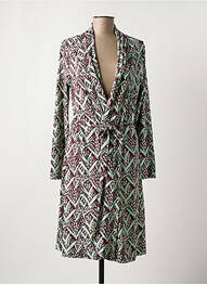 Robe mi-longue imprimé fleurs manches longues marron ZILCH femme