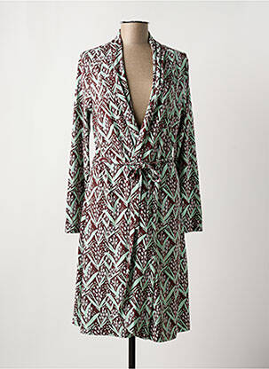 Robe mi-longue imprimé fleurs manches longues marron ZILCH femme
