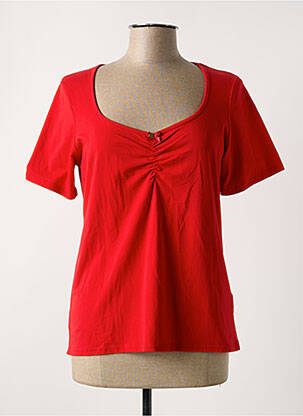 T-shirt col v manches courtes rouge BLUTSGESCHWISTER femme