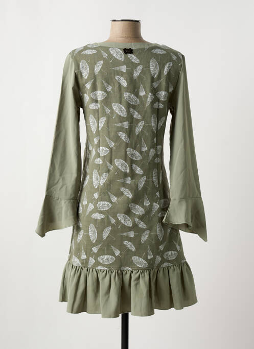 Robe courte manches longues manches longues vert AKINO LAUDE femme