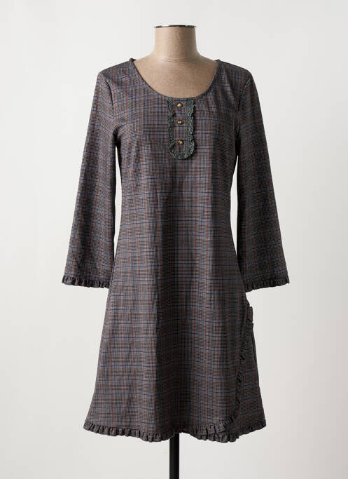 Robe courte manches longues manches longues gris AKINO LAUDE femme