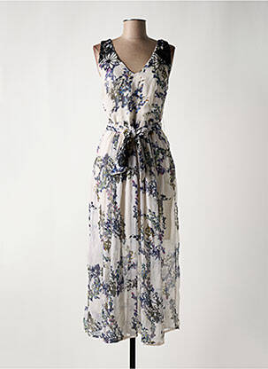 Robe longue imprimé fleurs sans manche blanc SURKANA femme