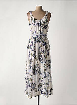 Robe longue imprimé fleurs sans manche blanc SURKANA femme