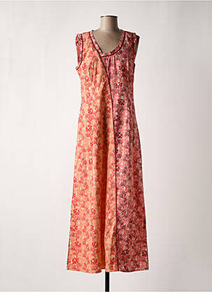 Robe longue imprimé fantaisie sans manche orange LALITA femme