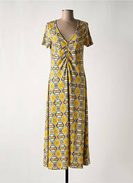 Robe longue imprimé fantaisie manches courtes jaune SURKANA femme