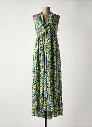 Robe mi-longue imprimé fantaisie sans manche vert BLA-BLA femme