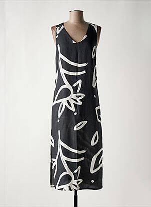 Robe mi-longue imprimé fantaisie sans manche noir POU NOU femme