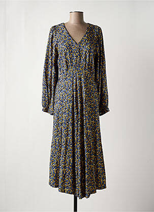 Robe mi-longue imprimé fleurs manches longues bleu TRANQUILLO femme