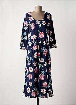 Robe mi-longue imprimé fleurs manches 3/4 bleu JOULES femme