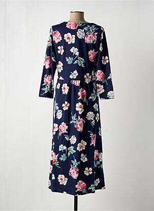 Robe mi-longue imprimé fleurs manches 3/4 bleu JOULES femme