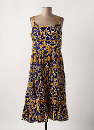 Robe mi-longue imprimé fantaisie fines bretelles jaune BLA-BLA femme