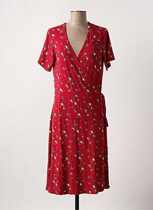 Robe mi-longue imprimé fantaisie manches courtes rouge PRINCESSE NOMADE femme