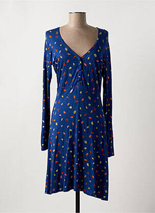 Robe mi-longue imprimé fantaisie manches longues bleu PRINCESSE NOMADE femme