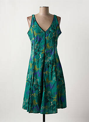 Robe mi-longue imprimé fantaisie sans manche vert BLA-BLA femme