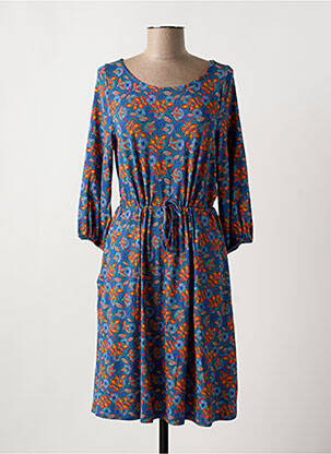 Robe mi-longue imprimé fantaisie manches longues bleu PRINCESSE NOMADE femme