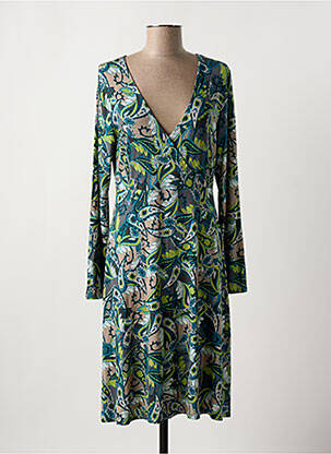 Robe mi-longue imprimé fantaisie manches longues vert SURKANA femme