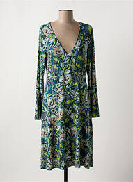 Robe mi-longue imprimé fantaisie manches longues vert SURKANA femme