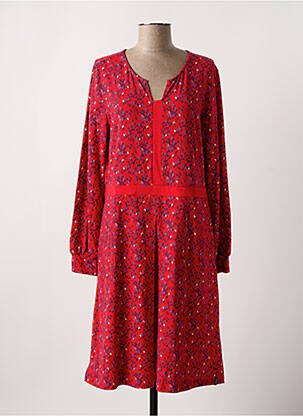 Robe mi-longue imprimé fantaisie manches longues rouge TRANQUILLO femme