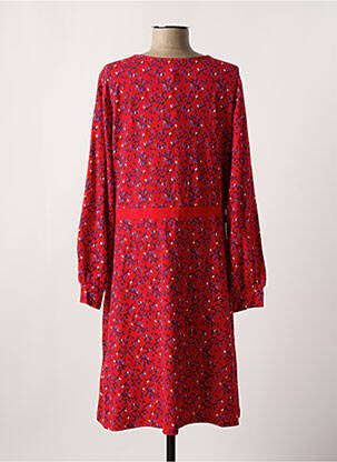 Robe mi-longue imprimé fantaisie manches longues rouge TRANQUILLO femme