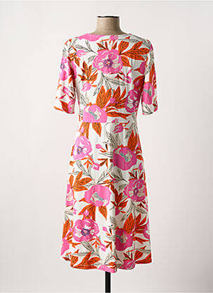 Robe mi-longue imprimé fleurs manches courtes rose ZILCH femme