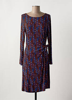 Robe mi-longue imprimé fantaisie manches longues bleu SURKANA femme