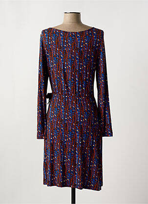 Robe mi-longue imprimé fantaisie manches longues bleu SURKANA femme