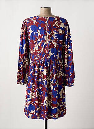 Robe mi-longue imprimé fantaisie manches longues bleu PRINCESSE NOMADE femme