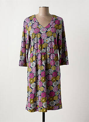 Robe mi-longue imprimé fleurs manches longues rose MISTRAL femme