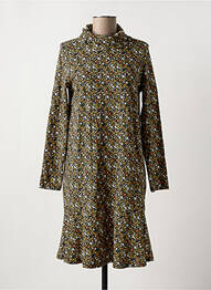 Robe mi-longue imprimé fleurs manches longues vert TRANQUILLO femme