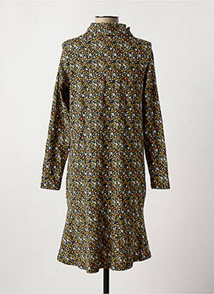 Robe mi-longue imprimé fleurs manches longues vert TRANQUILLO femme