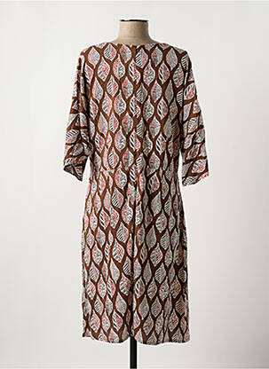Robe mi-longue manches 3/4 manches 3/4 marron SURKANA femme