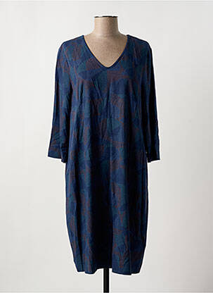 Robe mi-longue imprimé fantaisie manches longues bleu ZILCH femme