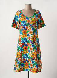 Robe mi-longue imprimé fleurs manches courtes vert CISSI OCH SELMA femme