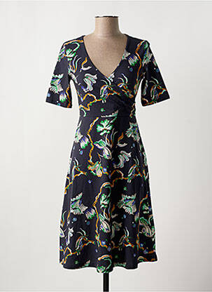 Robe mi-longue imprimé fantaisie manches courtes bleu ZILCH femme