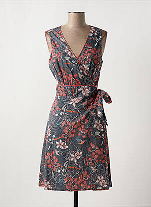 Robe mi-longue imprimé fleurs sans manche gris LALITA femme