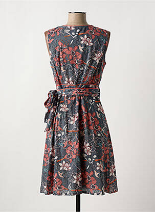 Robe mi-longue imprimé fleurs sans manche gris LALITA femme
