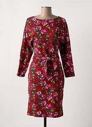 Robe mi-longue imprimé fleurs manches longues rouge WHO'S THAT GIRL femme
