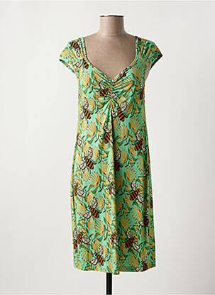 Robe mi-longue imprimé fantaisie manches courtes vert BAKERY LADIES femme