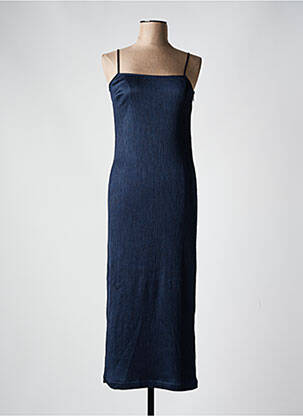Robe longue tissage crêpe fines bretelles bleu MINIMUM femme