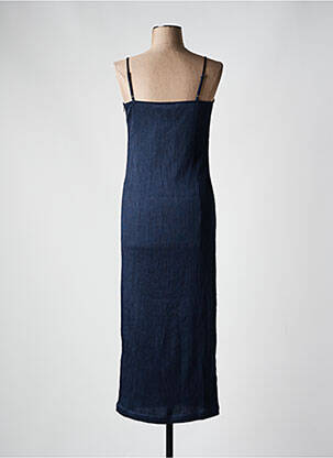Robe longue tissage crêpe fines bretelles bleu MINIMUM femme