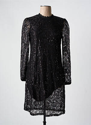 Robe mi-longue manches longues manches longues noir PIECES femme