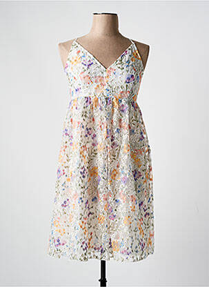 Robe mi-longue imprimé fleurs sans manche blanc Y.A.S femme