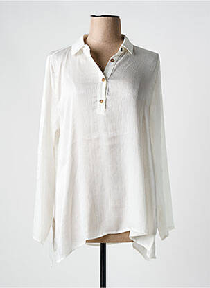 Blouse tissage popeline manches longues blanc MUS & BOMBON femme