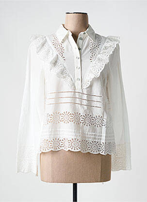 Blouse tissage popeline manches longues blanc Y.A.S femme